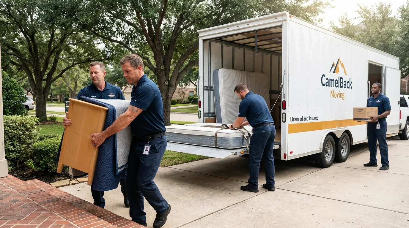 Crew loading residential truck for cross-state move from Miller Place, NY