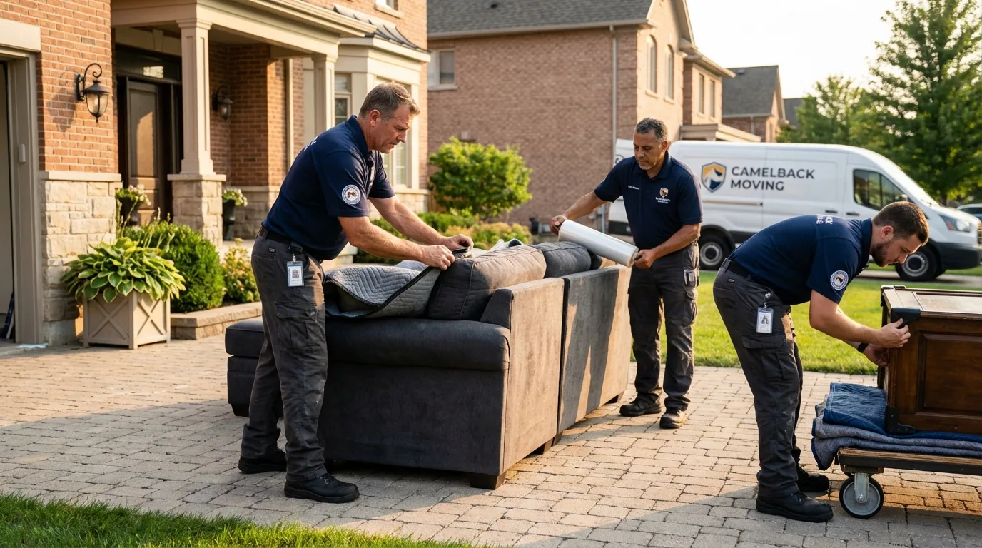 Large estate moving crew wrapping furniture in Miller Place, NY